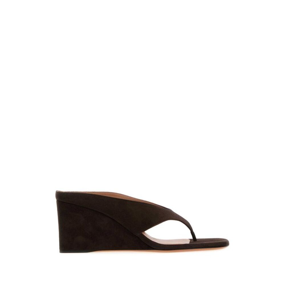 Alaia Women Dark Brown Suede Thong Mules